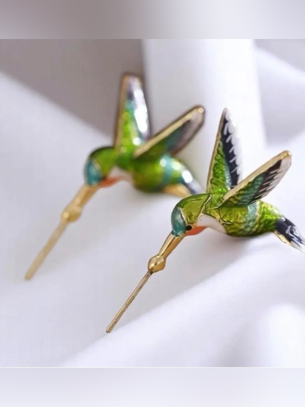 Green Hummingbird Earring Accent Hummingbird Hoop Earrings